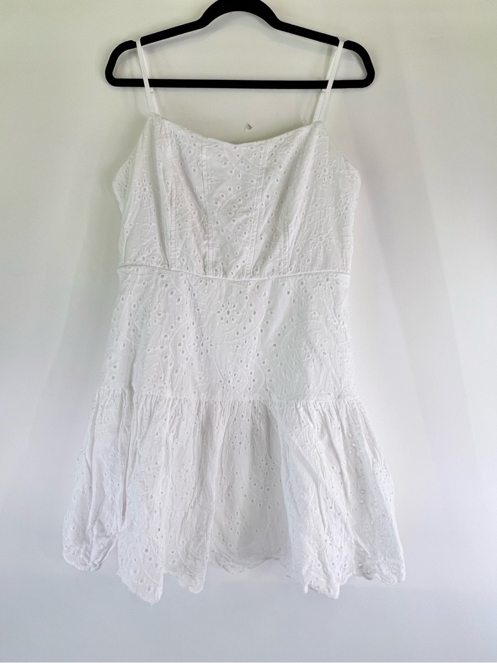 Francesca's Mi Ami White Eyelet Mini Dress Size Large coquette fairy lace summer